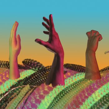 Arts numériques intitulée "Hands in the air" par Manfred Hoppe, Œuvre d'art originale, Peinture numérique