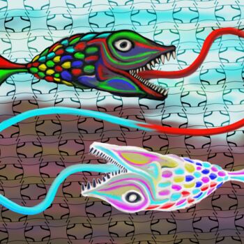 Digitale Kunst mit dem Titel "Fischzungenauge" von Manfred Hoppe, Original-Kunstwerk, Digitale Malerei