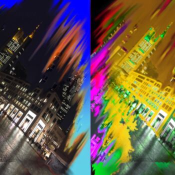Digitale Kunst mit dem Titel "Frankfurter Farben" von Manfred Hoppe, Original-Kunstwerk, Collagen