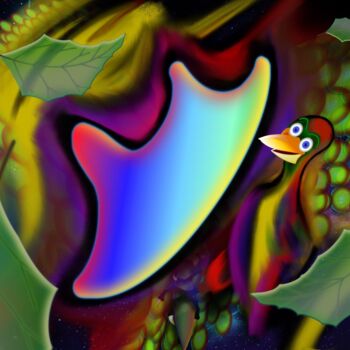 Digitale Kunst mit dem Titel "Treibgut im Kosmos" von Manfred Hoppe, Original-Kunstwerk, Digitale Malerei