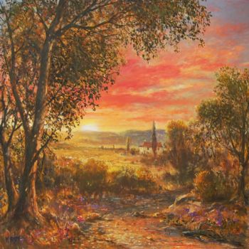 Painting titled "Evening Light Tusca…" by Manfred Rapp, Original Artwork, Oil