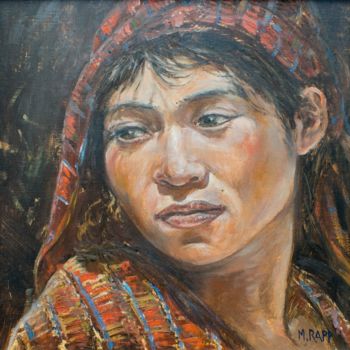 Malarstwo zatytułowany „Young Chamula Girl” autorstwa Manfred Rapp, Oryginalna praca, Olej