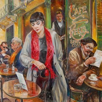 Malarstwo zatytułowany „Café Regis, Paris” autorstwa Manfred Rapp, Oryginalna praca, Olej