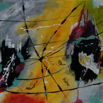 Painting titled "Spider web" by Manfred Ruehrich, Original Artwork, Acrylic