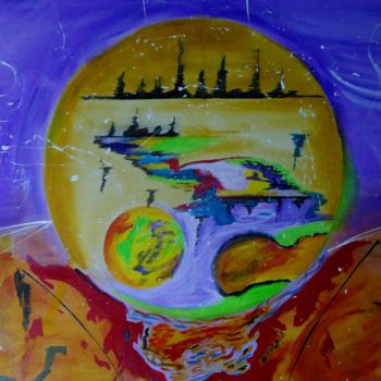 Painting titled "We live in a ball" by Manfred Ruehrich, Original Artwork, Acrylic