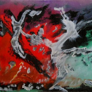 Malerei mit dem Titel "Dance of the Titans" von Manfred Ruehrich, Original-Kunstwerk, Acryl