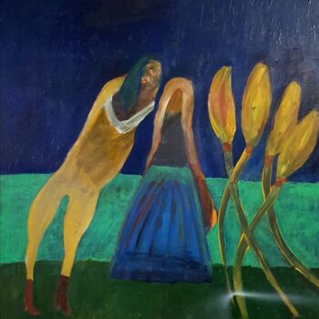 Pittura intitolato "La danza dei fiori" da Mangani', Opera d'arte originale