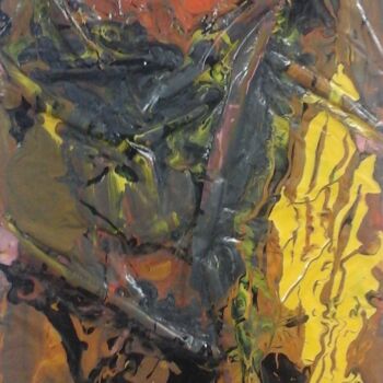 Peinture intitulée "inferno - 2" par Mangani', Œuvre d'art originale, Émail Monté sur Panneau de bois