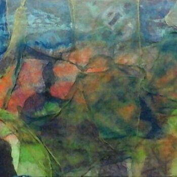 Картина под названием "la grotta" - Mangani', Подлинное произведение искусства, Эмаль Установлен на Деревянная панель