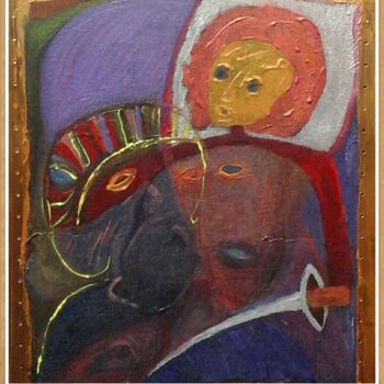 Картина под названием "Arcangelo" - Mangani', Подлинное произведение искусства, Акрил Установлен на Деревянная панель
