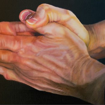 Peinture intitulée "My husband’s hands" par Manon Germain, Œuvre d'art originale, Huile