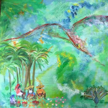 Pittura intitolato "Ayiti #1 : A l'ombr…" da Mango Park, Opera d'arte originale, Acrilico