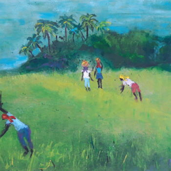 Painting titled "Ayiti #8 : Rizières…" by Mango Park, Original Artwork, Acrylic