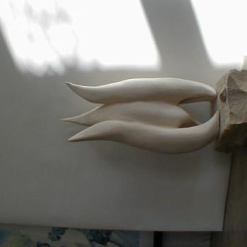 Skulptur mit dem Titel "pingouins et marée…" von Michel Mangon, Original-Kunstwerk, Keramik