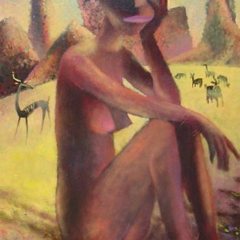 Malerei mit dem Titel "SAVANNA" von Aivars Mangulis, Original-Kunstwerk, Öl