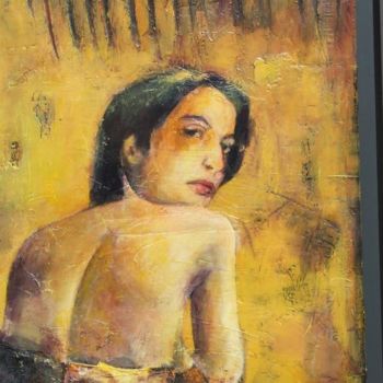Painting titled "corset jaune" by Dominique Boutemy, Original Artwork
