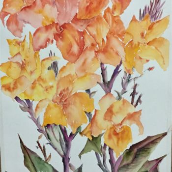 Painting titled "Canna 2" by Manju Srivatsa, Original Artwork, Watercolor