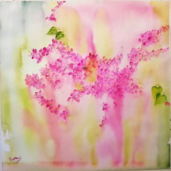 Pintura intitulada "Coral vine" por Manju Srivatsa, Obras de arte originais, Aquarela