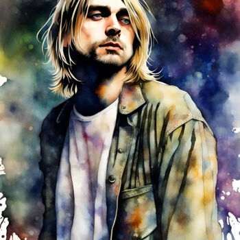 Digitale Kunst mit dem Titel "Kurt Cobain" von Mankdhani, Original-Kunstwerk, 2D digitale Arbeit