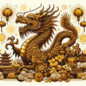 Digitale Kunst getiteld "Chinese New Year 20…" door Mankdhani, Origineel Kunstwerk, AI gegenereerde afbeelding