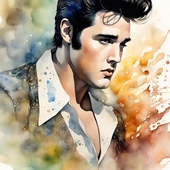 Digitale Kunst getiteld "Elvis Presley Splas…" door Mankdhani, Origineel Kunstwerk, Inkt