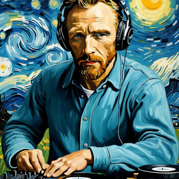 Digital Arts titled "DJ van Gogh" by Mankdhani, Original Artwork, Digital Painting