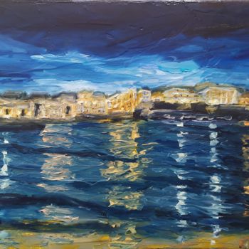Pittura intitolato "Riflessi sul mare 1" da Annadora Mingiano, Opera d'arte originale, Olio
