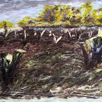 Pittura intitolato "Xylella 5" da Annadora Mingiano, Opera d'arte originale, Olio