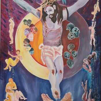 Painting titled "Ecce Homo?" by Manoel Costa, Original Artwork, Acrylic