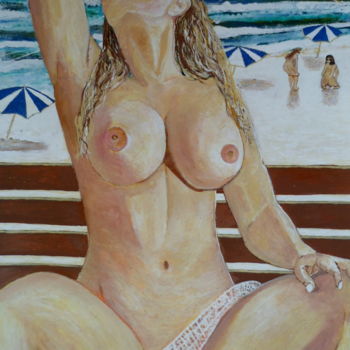 Desenho intitulada "Nudez" por Manoel Da Luz Nogueira, Obras de arte originais, Tinta
