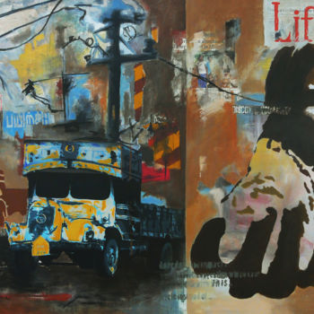 Colagens intitulada "THE REAL TRAFFIC" por Manoj Dixit, Obras de arte originais, Decoupages