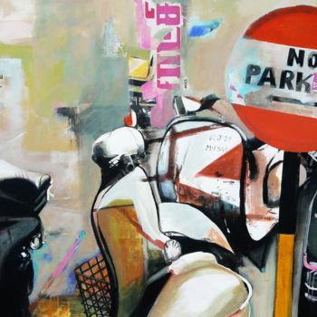 Painting titled "NO PARKING" by Manoj Dixit, Original Artwork, Acrylic