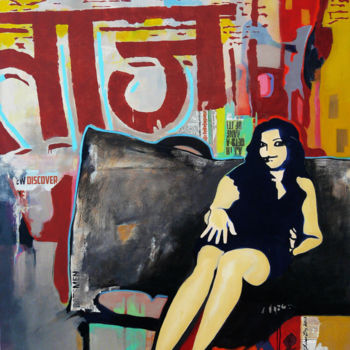 Schilderij getiteld "TAJ" door Manoj Dixit, Origineel Kunstwerk, Acryl