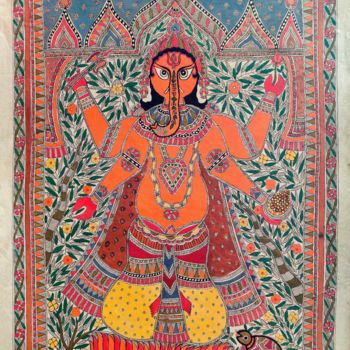 Peinture intitulée "Madhubani Painting3" par Manoj Kumar, Œuvre d'art originale, Acrylique