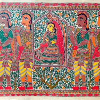 Peinture intitulée "Madhubani Painting9" par Manoj Kumar, Œuvre d'art originale, Acrylique