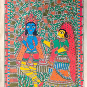 Peinture intitulée "Madhubani Painting8" par Manoj Kumar, Œuvre d'art originale, Acrylique