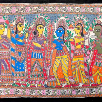 Painting titled "Madhubani Painting11" by Manoj Kumar, Original Artwork, Acrylic