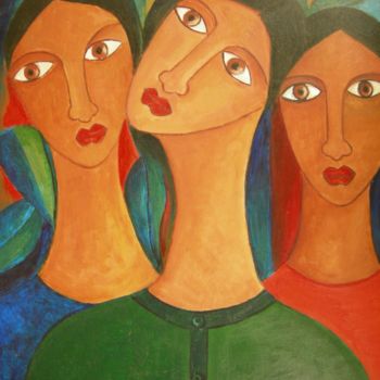 Картина под названием "Friends" - Manohar Mohan Raja, Подлинное произведение искусства, Акрил