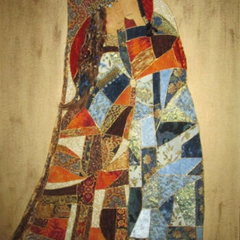 Textilkunst mit dem Titel "LE BONHEUR" von Manon, Original-Kunstwerk, Stoff