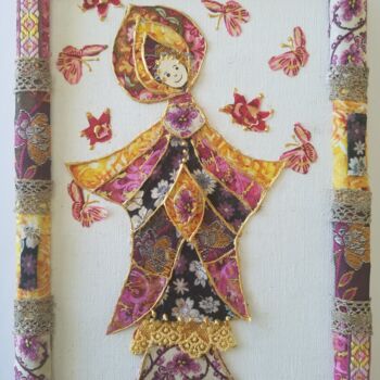 Art textile intitulée "ANGELINA" par Manon, Œuvre d'art originale, Collages