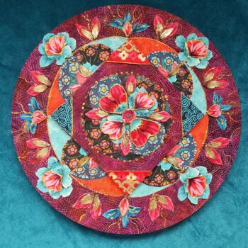 Art textile intitulée "LES ROSES BLEUES" par Manon, Œuvre d'art originale, Tissu