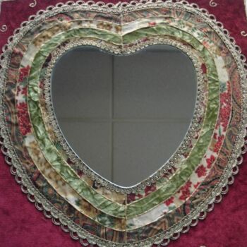 Collages intitulée "miroir "un coeur en…" par Manon, Œuvre d'art originale