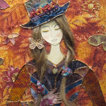 Art textile intitulée "Lady Jane (détail)" par Manon, Œuvre d'art originale, Tissu