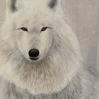 Painting titled "Le loup!" by Manon Langevin (Lange), Original Artwork, Acrylic