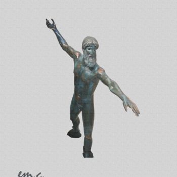 Digitale Kunst getiteld "Poseidon God Beige" door Manos Chronakis, Origineel Kunstwerk, Gemanipuleerde fotografie