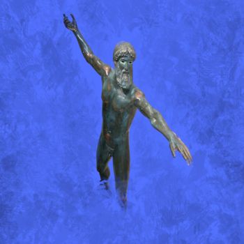 Digital Arts titled "Poseidon God Blue" by Manos Chronakis, Original Artwork, Photo Montage