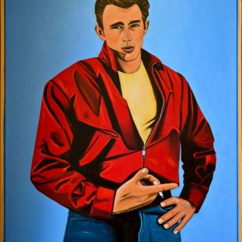 Painting titled "James Dean" by Manos Zervos, Original Artwork, Oil