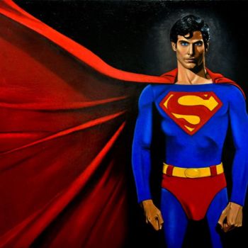 Painting titled "Superman" by Manos Zervos, Original Artwork, Oil