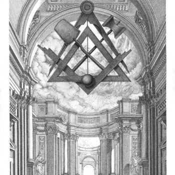 Disegno intitolato "Архитектура" da David Manoukian, Opera d'arte originale, Inchiostro
