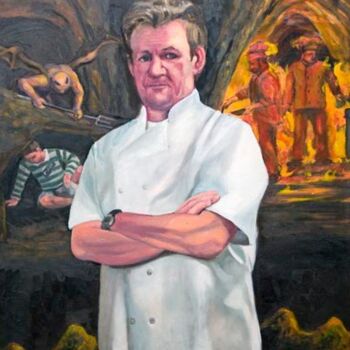 Painting titled "Gordon Ramsay in He…" by Manry Douglas, Original Artwork, Oil